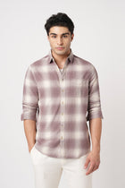 MAUVE CHECKERED COTTON SHIRT-Shirt - 251133761