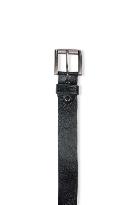 Men Black Textured Genuine Leather Casual Belt - Jeans - 240370652