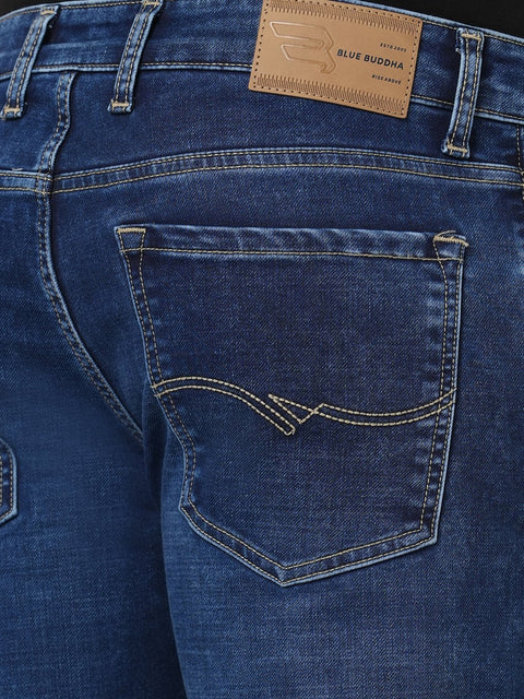 MID BLUE ANKLE FIT KNITTED DENIM - Jeans - 250810619