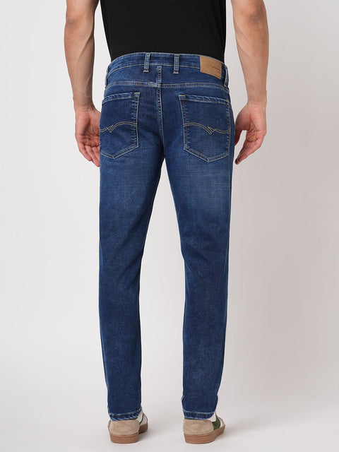 MID BLUE ANKLE FIT KNITTED DENIM - Jeans - 250810619