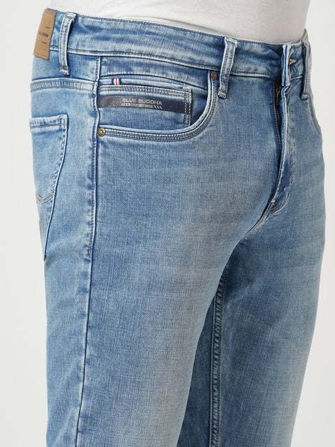 MID BLUE ANKLE FIT KNITTED JEANS - Jeans - 250910730