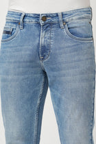 MID BLUE ANKLE FIT KNITTED JEANS - Jeans - 250910730