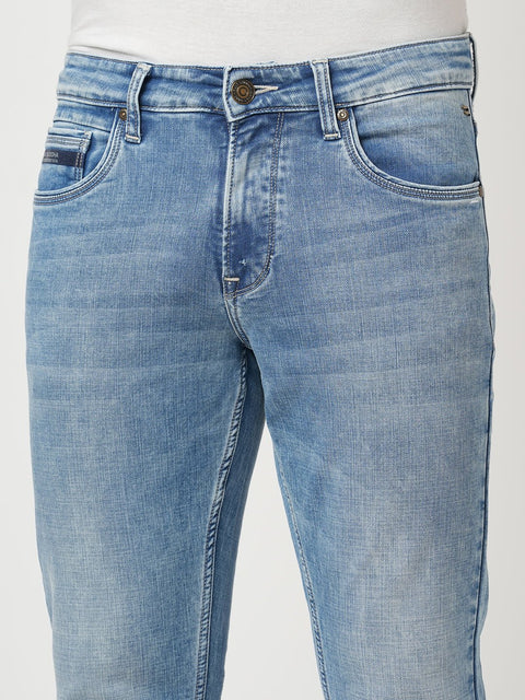 MID BLUE ANKLE FIT KNITTED JEANS - Jeans - 250910730