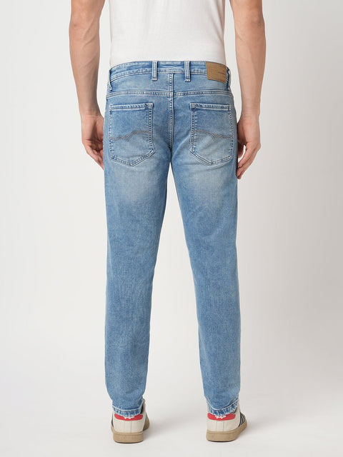 MID BLUE ANKLE FIT KNITTED JEANS - Jeans - 250910730