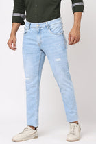 Mid Blue Distressed Jeans - Jeans - 230510406