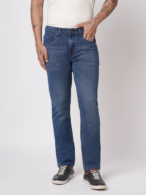 MID BLUE REGULAR WASH STRAIGHT FIT JEANS - Jeans - 250810629