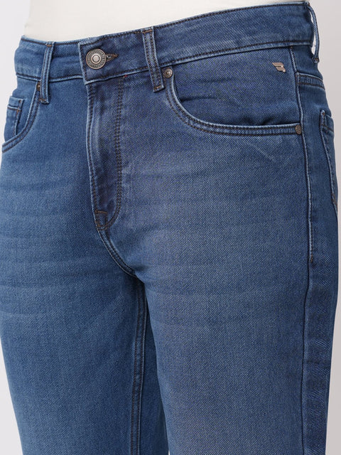 MID BLUE REGULAR WASH STRAIGHT FIT JEANS - Jeans - 250810629