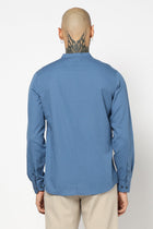 Mid Blue Solid Cotton Kurta Shirt - Kurta - 240126518