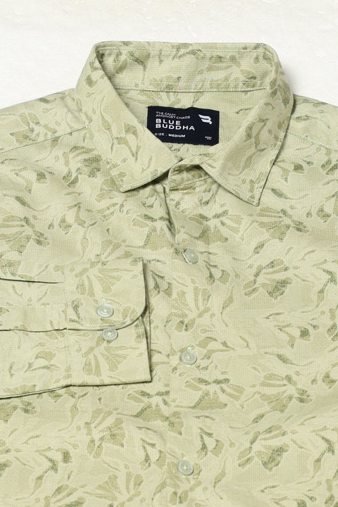MINT LEAF PRINTED TAILORED FIT SHIRT-Shirt - 250731802
