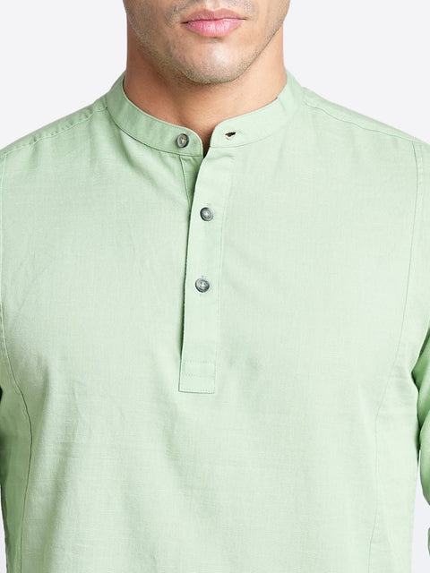 Mint Solid Cotton Kurta Shirt - Kurta - 240120026