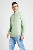 Mint Solid Cotton Kurta Shirt - Kurta - 240120026