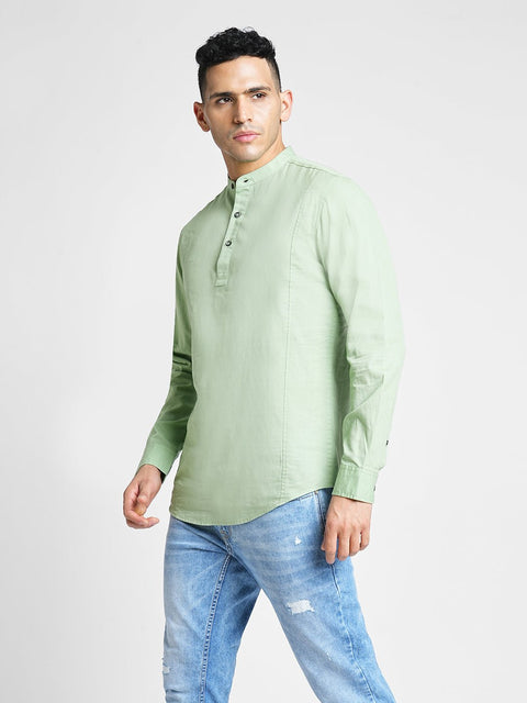 Mint Solid Cotton Kurta Shirt - Kurta - 240120026