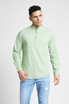 Mint Solid Cotton Kurta Shirt - Kurta - 240120026