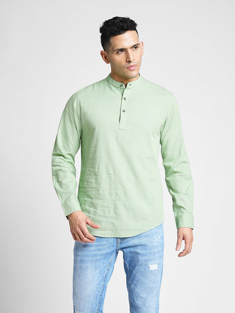 Mint Solid Cotton Kurta Shirt - Kurta - 240120026