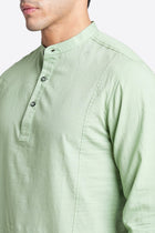 Mint Solid Cotton Kurta Shirt - Kurta - 240120026