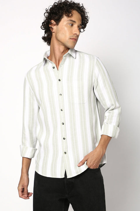 Mint Striped Cotton Shirt - Shirt - 241230313