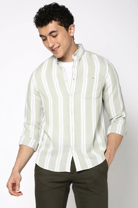 Mint Striped Cotton Shirt - Shirt - 240928914