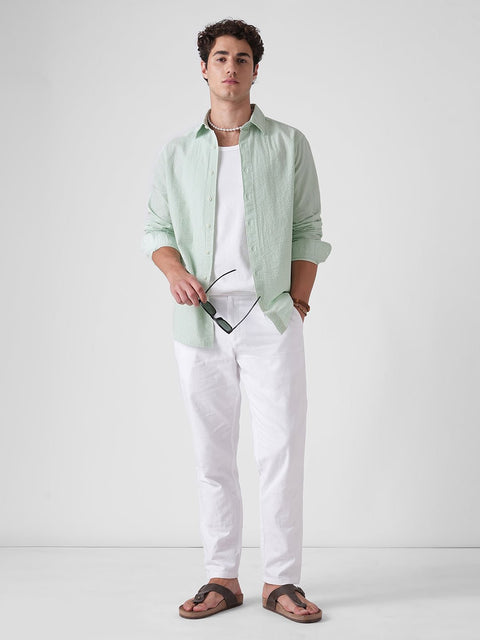 MINT STRIPED SEER SUCKER SHIRT-Shirt - 260235200