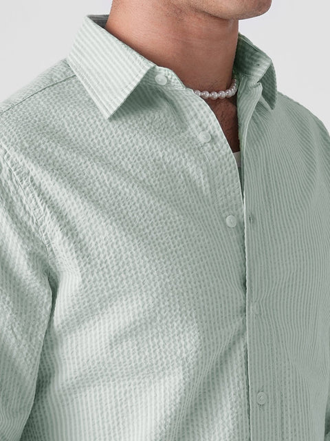 MINT STRIPED SEER SUCKER SHIRT-Shirt - 260235200