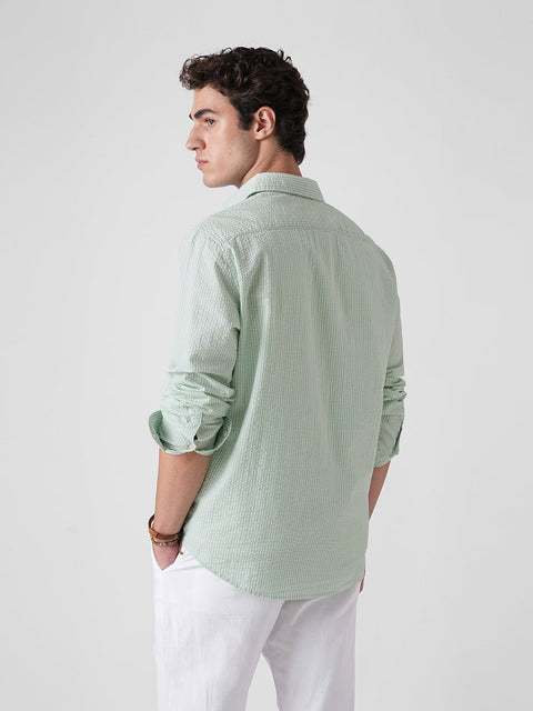 MINT STRIPED SEER SUCKER SHIRT-Shirt - 260235200