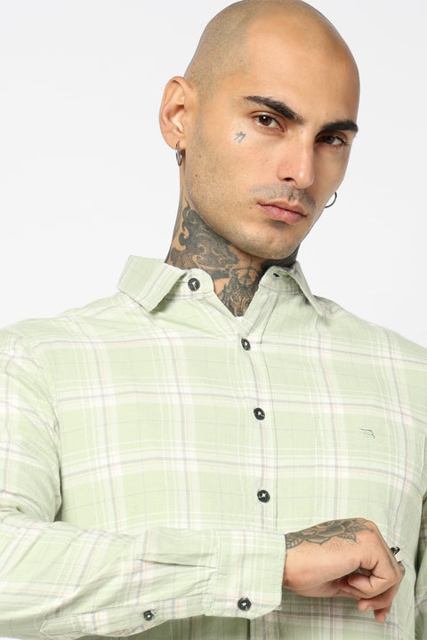 MINT TARTAN CHCEKERED TAILORED FIT SHIRT-Shirt - 240628180