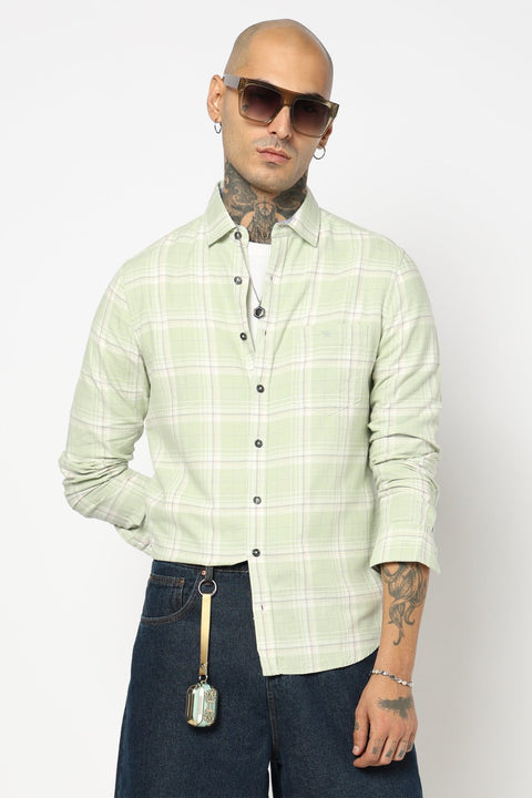 MINT TARTAN CHCEKERED TAILORED FIT SHIRT-Shirt - 240628180