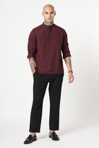 MROON STRIPED DOBBY KURTA - Kurta - 251134016