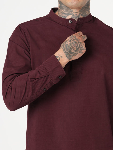 MROON STRIPED DOBBY KURTA - Kurta - 251134016