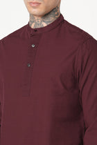 MROON STRIPED DOBBY KURTA - Kurta - 251134016