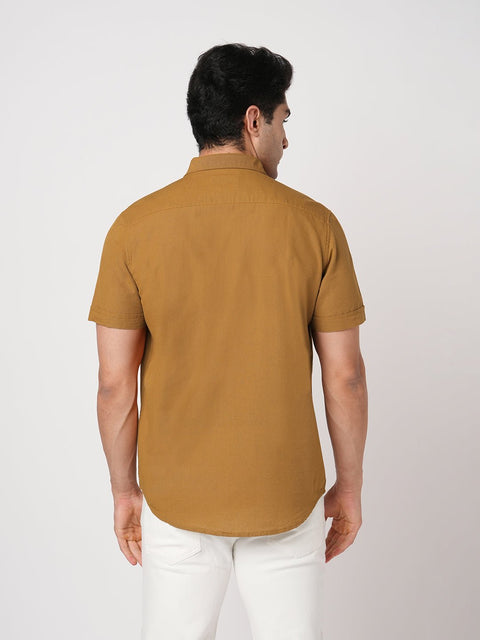 MUSTARD HALF SLEEVE COTTON SHIRT-Shirt - 251133861