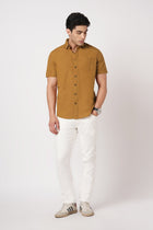 MUSTARD HALF SLEEVE COTTON SHIRT-Shirt - 251133861