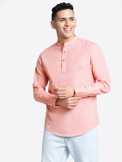 Mustard Solid Cotton Shirt Kurta - Kurta - 240126583