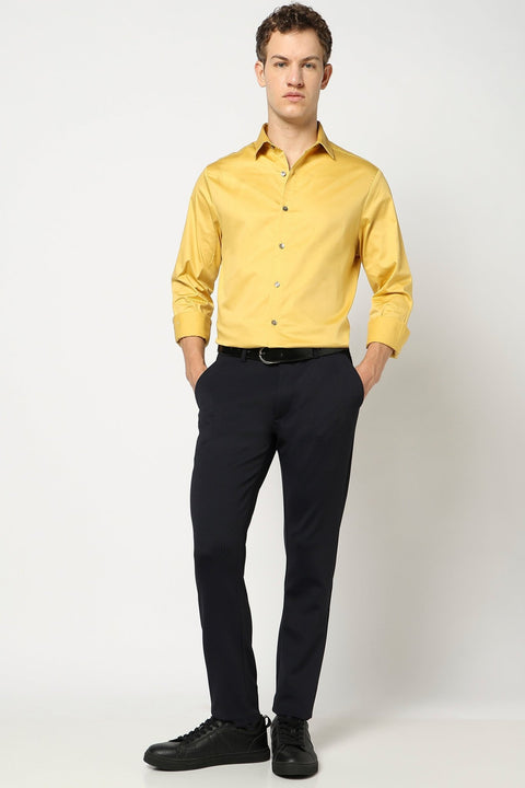 Mustard Solid Satin Shirt - Shirt - 250531333