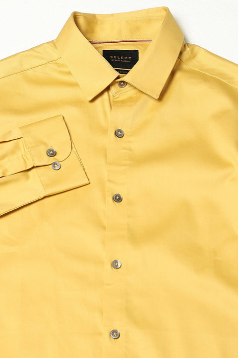 Mustard Solid Satin Shirt - Shirt - 250531333