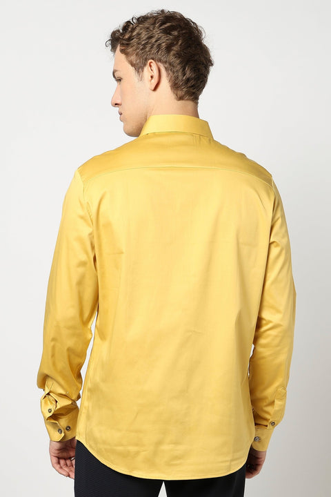 Mustard Solid Satin Shirt - Shirt - 250531333