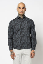 NAVY ALL OVER PRINTED COTTON SHIRT-Shirt - 250832091
