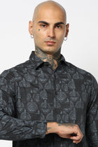 NAVY ALL OVER PRINTED COTTON SHIRT-Shirt - 250832091