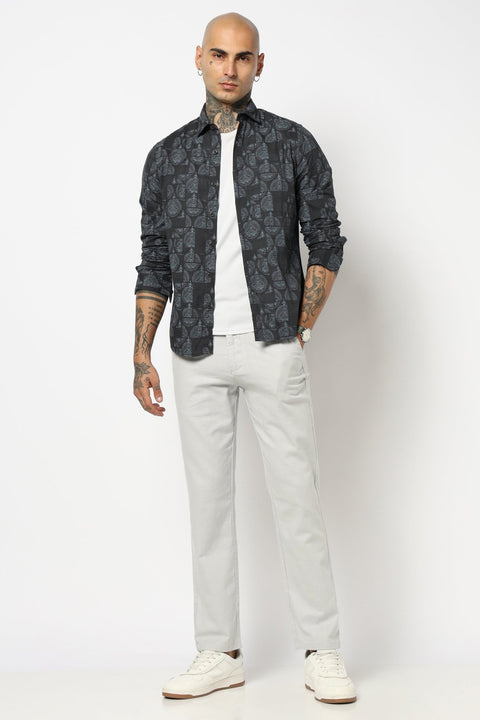 NAVY ALL OVER PRINTED COTTON SHIRT-Shirt - 250832091