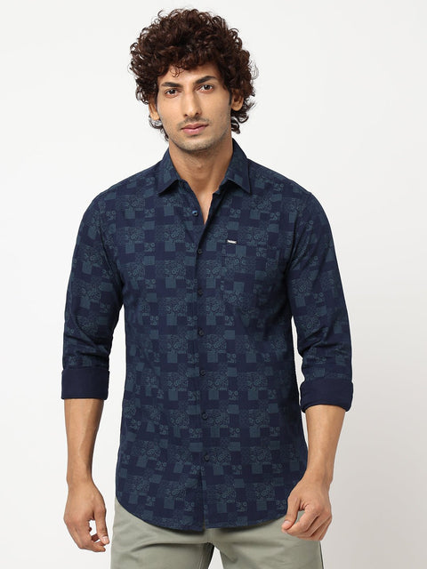 Navy Blue Overall Printed Shirt - Shirt - 230524847
