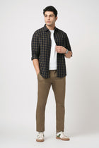 NAVY CHECKERED TAILORED FIT COTTON SHIRT-Shirt - 260134275