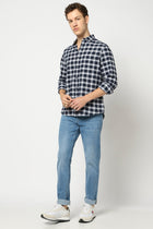 Navy Checkered Tailored Fit Shirt - Shirts - 250330868