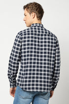 Navy Checkered Tailored Fit Shirt - Shirts - 250330868