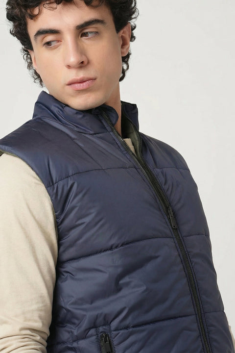 NAVY GILET PUFFER JACKET - Jacket - 251070370