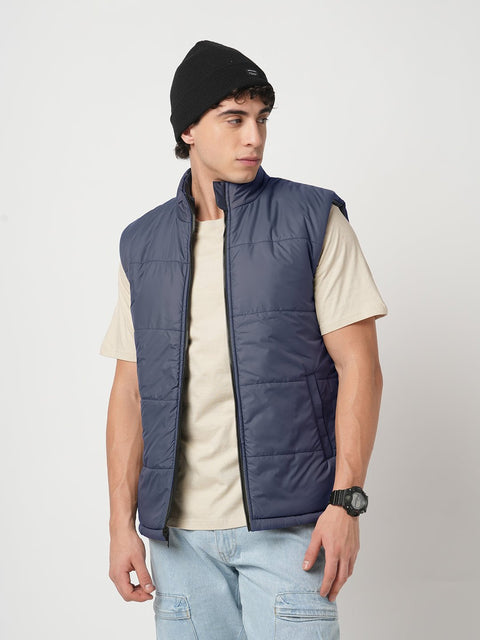NAVY GILET PUFFER JACKET - Jacket - 251070370