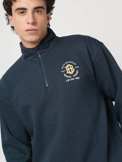 NAVY HIGH NECK SWEATSHIRT - Sweatshirt - 250960059