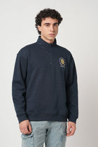 NAVY HIGH NECK SWEATSHIRT - Sweatshirt - 250960059