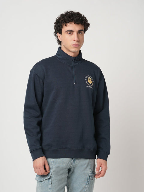 NAVY HIGH NECK SWEATSHIRT - Sweatshirt - 250960059