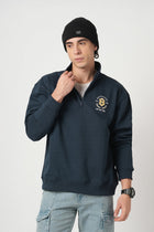 NAVY HIGH NECK SWEATSHIRT - Sweatshirt - 250960060
