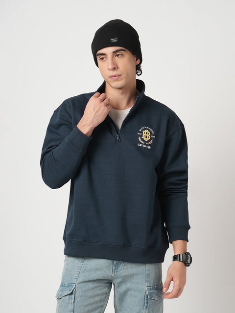 NAVY HIGH NECK SWEATSHIRT - Sweatshirt - 250960059