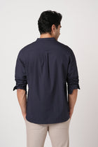 NAVY MANDARIN COLLAR KURTA - Kurta - 251134011